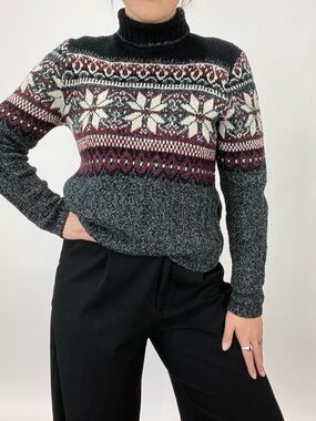 Vintage Kathy Ireland Fair Isle Turtleneck Sweater